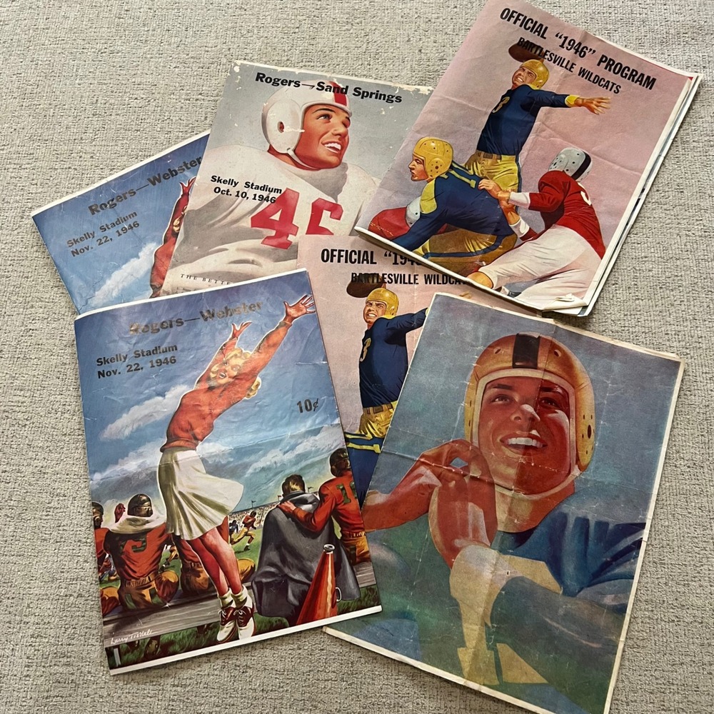 Vintage 1946 Football Programs Lot Rogers‎ Sand Springs Skelly Stadium  Oklahoma